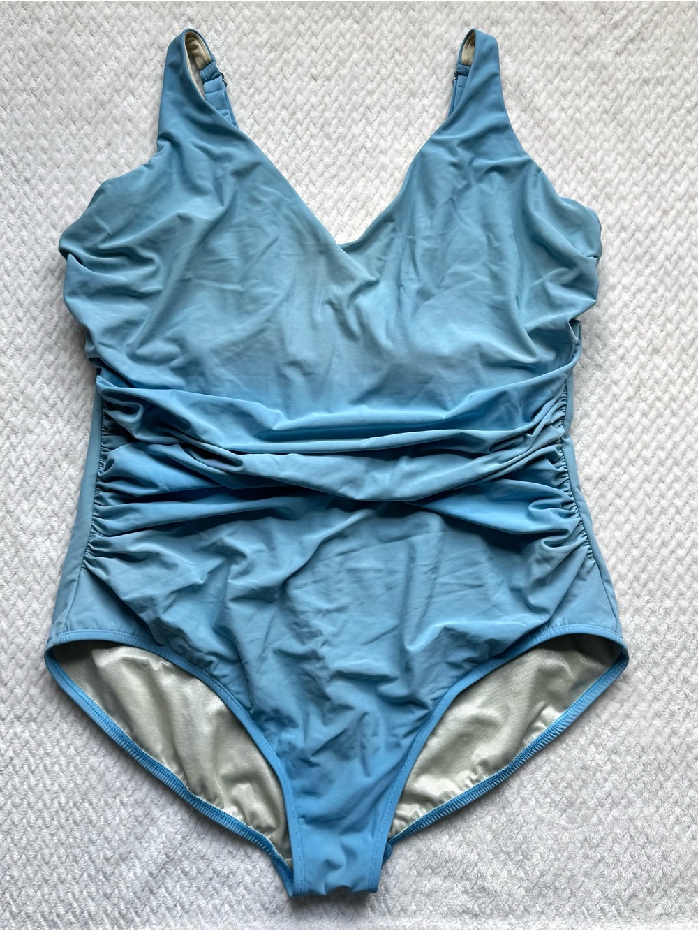 Miraclesuit Talbots Firm Control One Piece Swimsuit 22W Blue Minimalist Beach